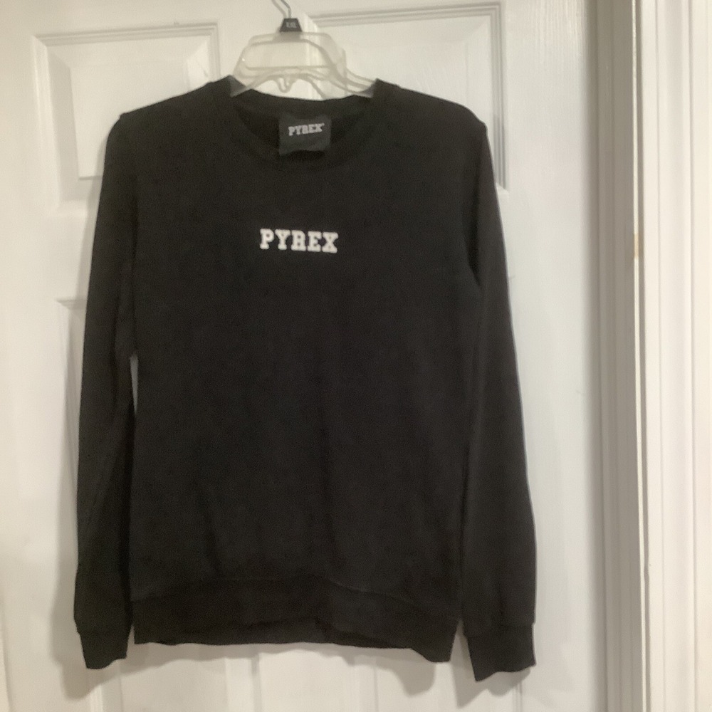 Pyrex Virgil Abloh Sweatshirt Jumper Big Logo Cotton Crew Neck Black Size XS